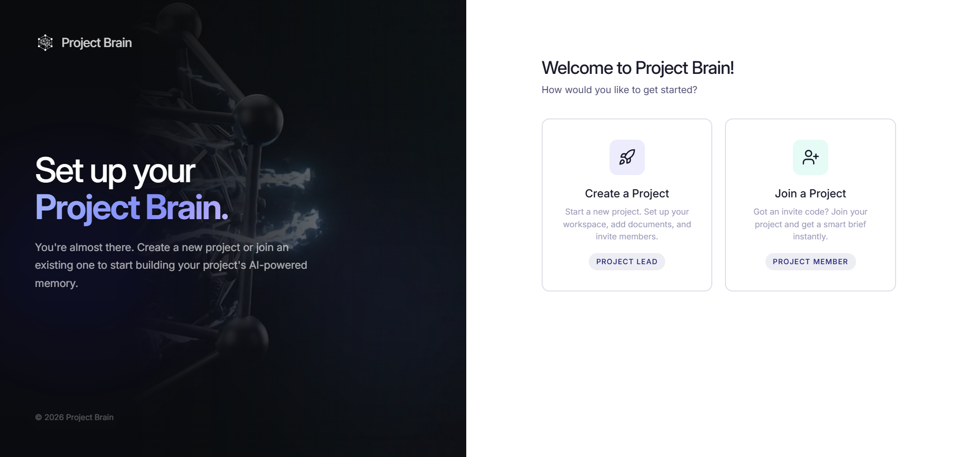 Join or create workspace page