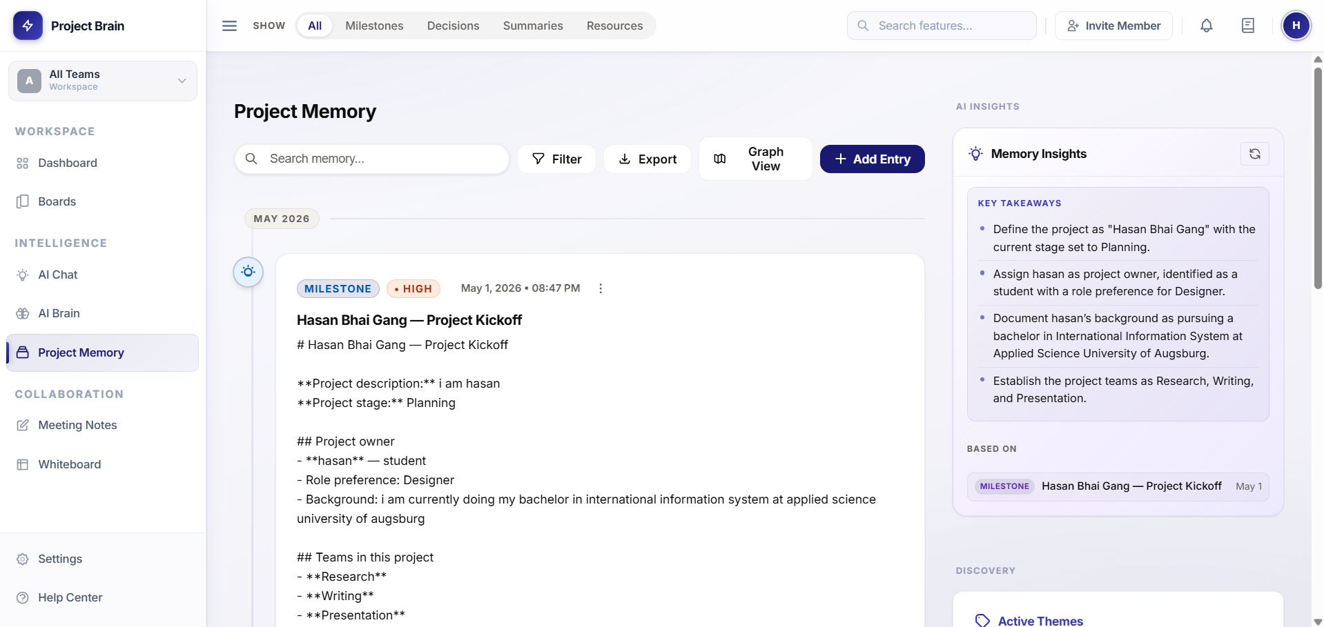 Project Memory preview
